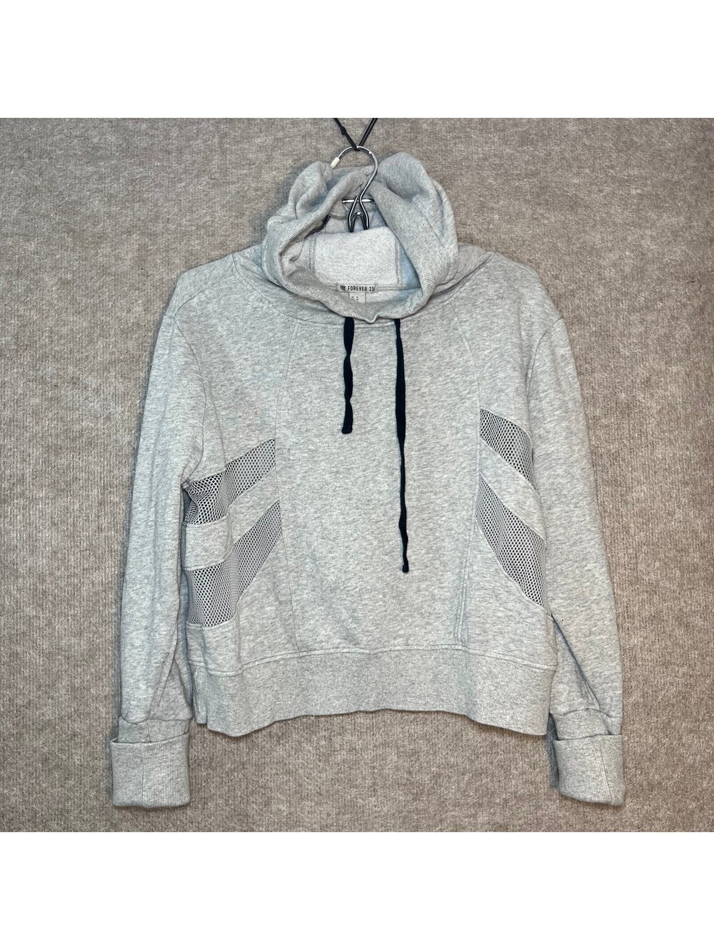 Forever 21 Hoodie Women M Gray Mesh Detail Casual